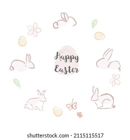 Easter bunny cute simple vector illustration.
greeting card poster hand drawn
