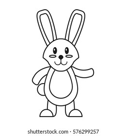 easter bunny cute standing thin line