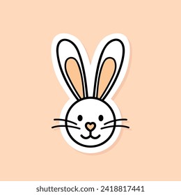 Pegatina linda conejo de Pascua, personaje de caricatura, elemento vector