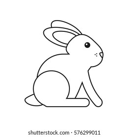 easter bunny cute symbol thin line