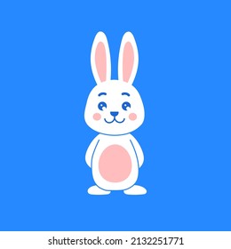 El diseño de los personajes vectoriales lindos del conejito de Pascua. Ilustración aislada de la caricatura animal vectorial. Diseño festivo cristiano. Para tarjetas de felicitación, textiles, 