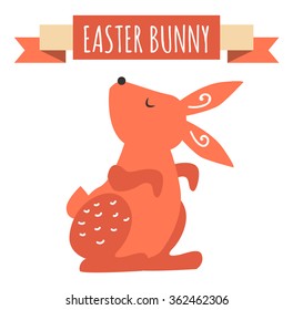 Easter bunny cute vector style set