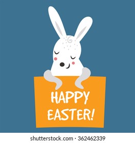 Easter bunny cute vector style set