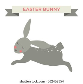 Easter bunny cute vector style set
