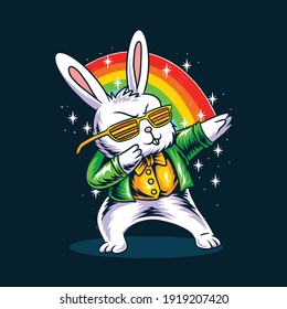 the easter bunny dabbing in his St. Patrick's Day vector