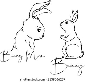 Easter bunny decor. Rabbit mom and baby home sign