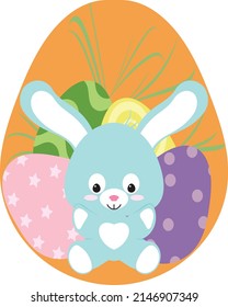 Easter Bunny Decoration on Easter Egg Vector Illustration