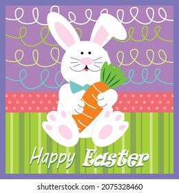 Easter bunny and decorations for easter greeting card
