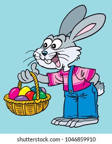 Easter bunny delivering Easter eggs.