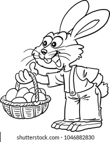Easter bunny delivering Easter eggs.