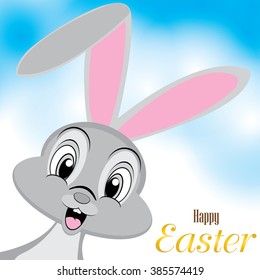 Easter bunny design. Happy Easter Day on a beautiful sky. Easter day isolated on white background.