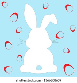easter bunny design withh eggs over blue background, abstract vector art illustration