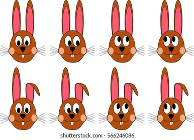 Easter bunny with different faces