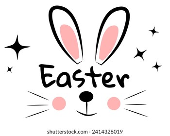 Easter Bunny. Doodle. Lettering. Art