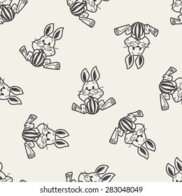 easter bunny doodle seamless pattern background