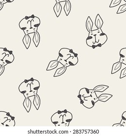 easter bunny doodle seamless pattern background