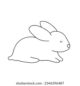 Easter bunny doodle spring cute design element. Spring easter traditional egg coloring page design