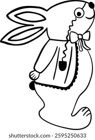The Easter bunny in doodle style. Vector illustration on isolated background. 