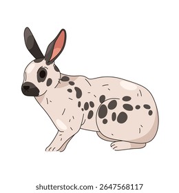 Easter bunny or dotted rabbit. Vector wildlife hare or forest animal. Herbivore wood mammal sign for April holiday or spring festive. Pet with long ears and whiskers. Farm friendly nature. Zoology.