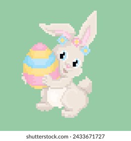 Osterhasen-Zeichnung, Pixel-Art. Ostern