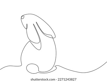 The Easter Bunny is drawn with a continuous single line. Stylish trendy minimalistic rabbit illustration.