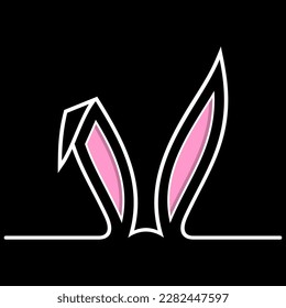 Vector de oreja de conejo de Pascua. Fondo negro.
Símbolo de Pascua con el símbolo blanco, rosa y negro.
Útil para tarjetas de felicitación de Pascua Feliz, e-mails y calendario, etc.