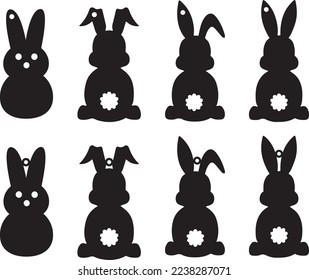 Easter Bunny Earrings Silhouette, Spring, Easter, Tulips Flower, Happy Easter Vector Illustration Files