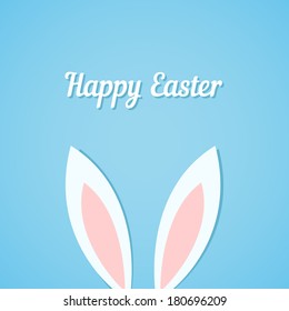 Easter bunny ears card, blue background