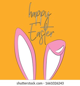 Easter bunny ears card. Vector illustration with bunny.