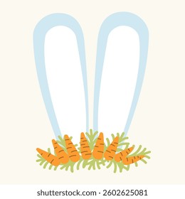 Easter Bunny Ears with Carrots and Leaves