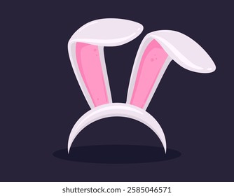 Easter bunny ears. Cartoon bunnies ears band, Easter rabbit ears mask flat vector illustration. Cute bunny ears party costume element