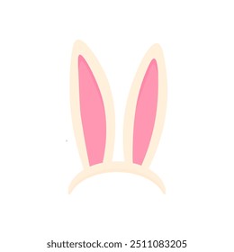 Easter bunny ears in cartoon style isolated. Headband with funny cartoon bunny ears. For costume design, vector illustration of Easter bunny or hare