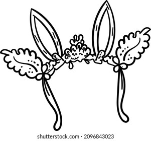 Easter bunny ears, Coloring Page or Book for Kids and Adults