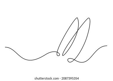 Easter bunny ears continuous one line drawing. Rabbit simple image. Minimalist vector illustration.