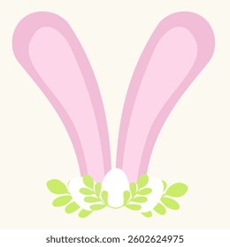 Easter Bunny Ears Decorated with brunches and eggs
