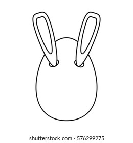 easter bunny ears in egg thin line