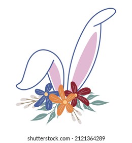 Diseño de vectores florales de Semana Santa Bunny Ears