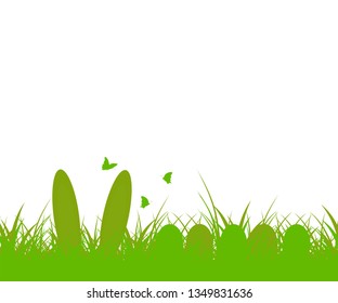 Easter bunny ears in the grass. vector illustration