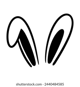 Easter bunny ears icon decorative flat line