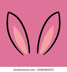 Easter bunny ears icon decorative flat line