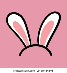 Easter bunny ears icon decorative flat line