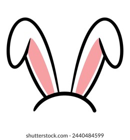Easter bunny ears icon decorative flat line