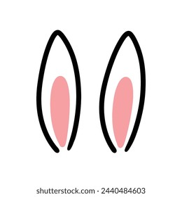 Easter bunny ears icon decorative flat line