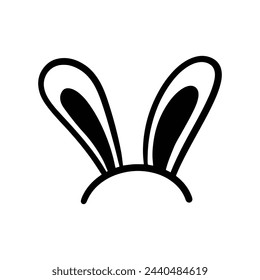 Easter bunny ears icon decorative flat line