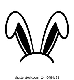 Easter bunny ears icon decorative flat line