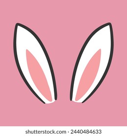 Easter bunny ears icon decorative flat line