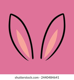 Easter bunny ears icon decorative flat line