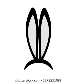 Easter bunny ears icon. Easter rabbit ears mask on head isolated on white background. Vector illustration