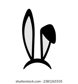 Easter bunny ears icon. Easter rabbit ears mask on head isolated on white background. Vector