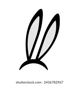 Easter bunny ears icon. Easter rabbit ears mask on head isolated on white background. Vector